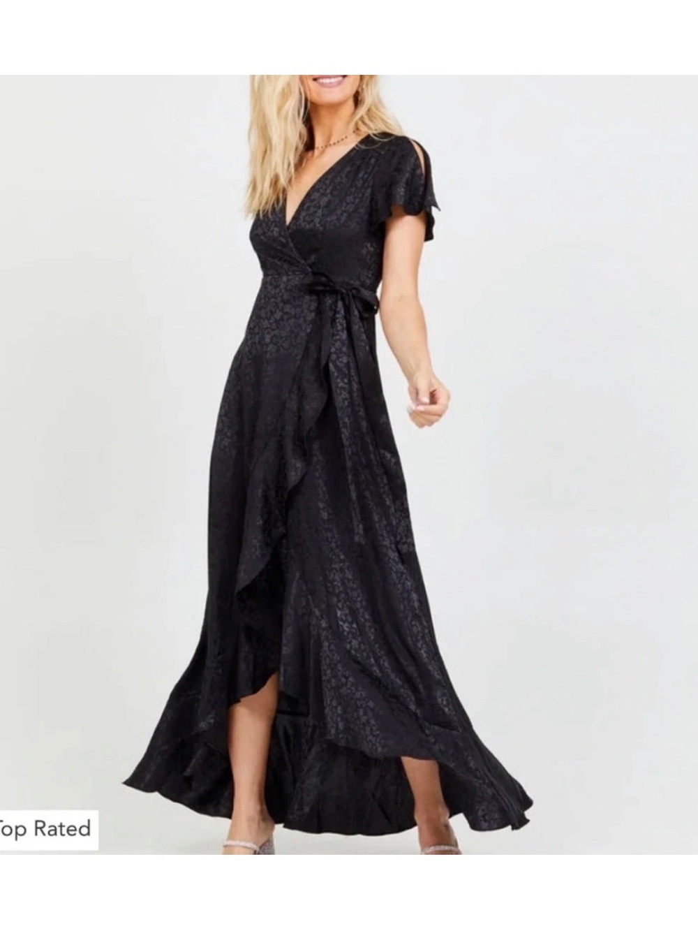 altar'd state dress size women’s small— black floral silky— EXCELLENT condition